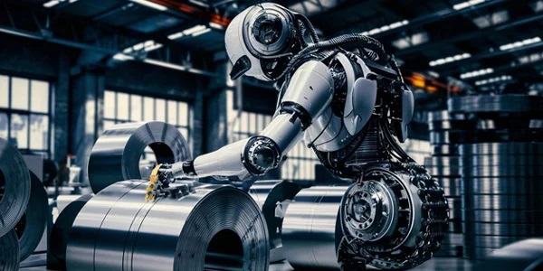 ربات هوش مصنوعی در حال رول کردن ورق