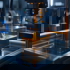  تصویر یک دستگاه چاپ سه‌بعدی فلزی در حال تولید قطعات فولادی در خط تولید